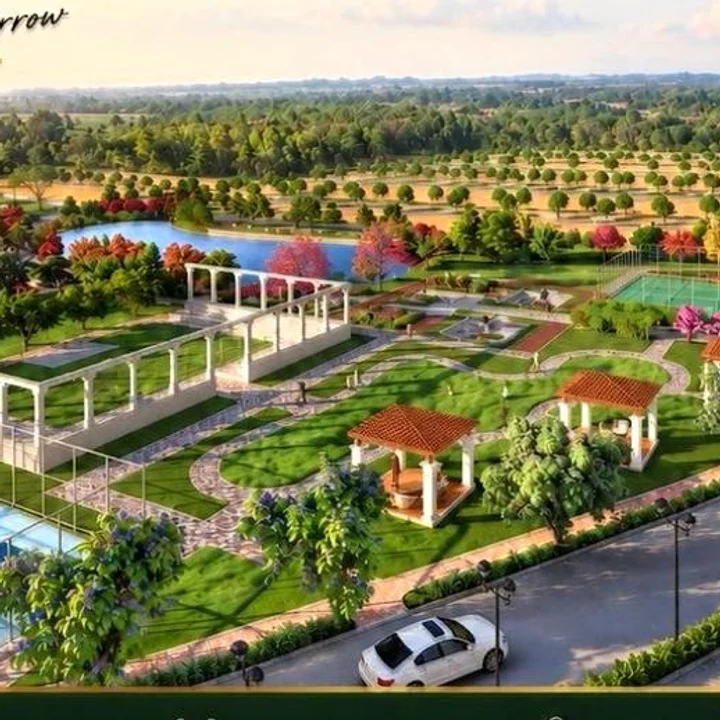 Prestige Chapparakallu Road launch render of the plotted community with gardens, courts and tree-lined roads Prestige Chapparakallu Road launch render of the plotted community with gardens, courts and tree-lined roads